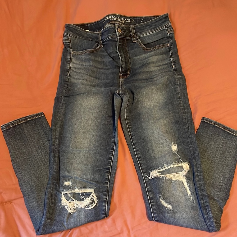 Patched American eagle jeans size 8